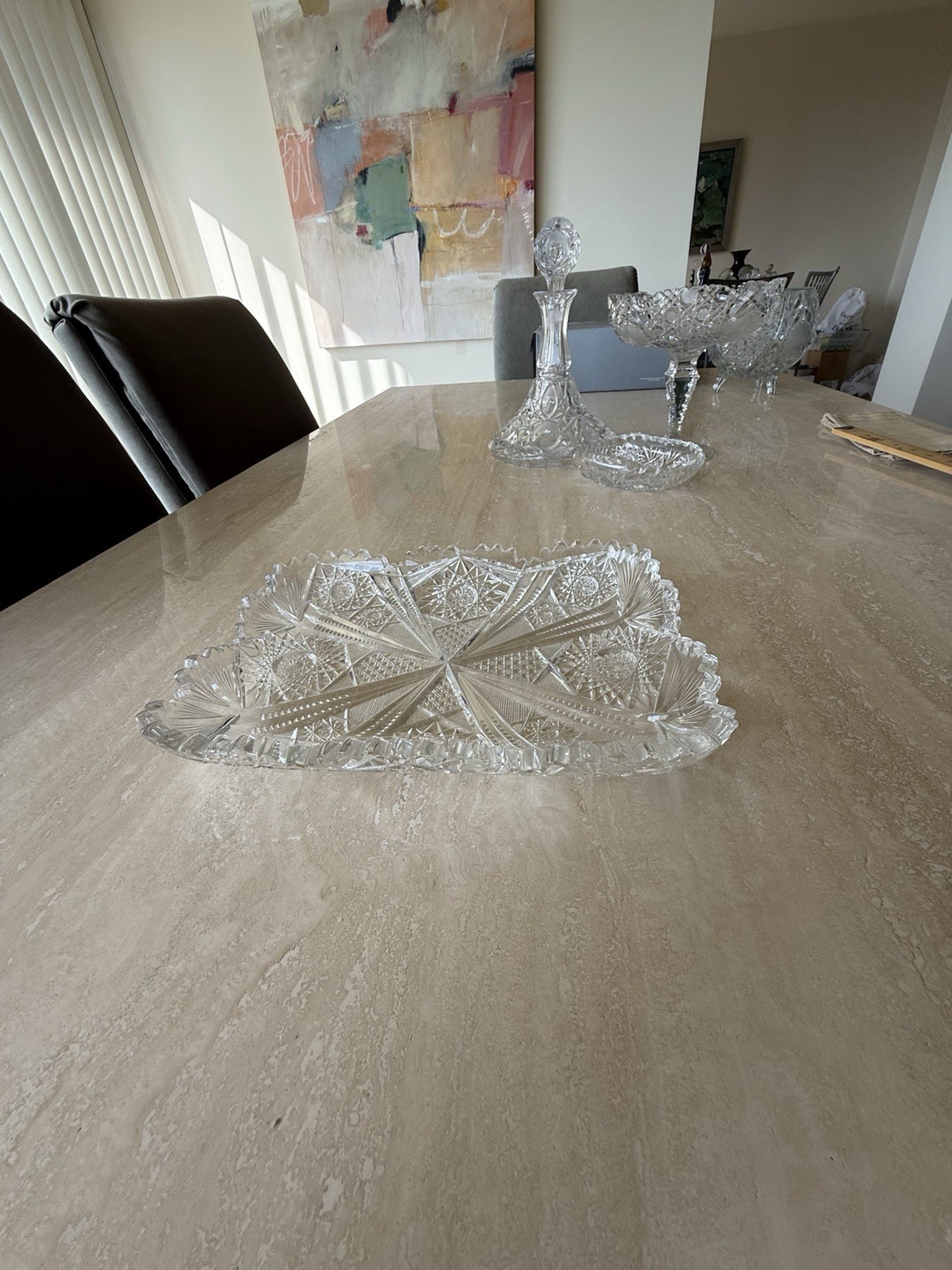 Antique American Brilliant Period (ABP) cut glass tray