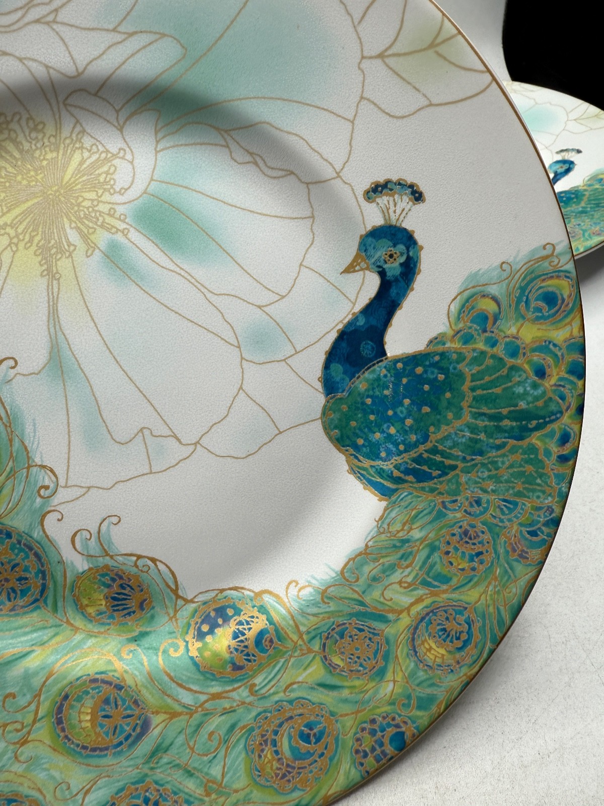 222 Fifth Lakshmi Peacock Floral Salad Plates Set of 4 Multicolor – Read