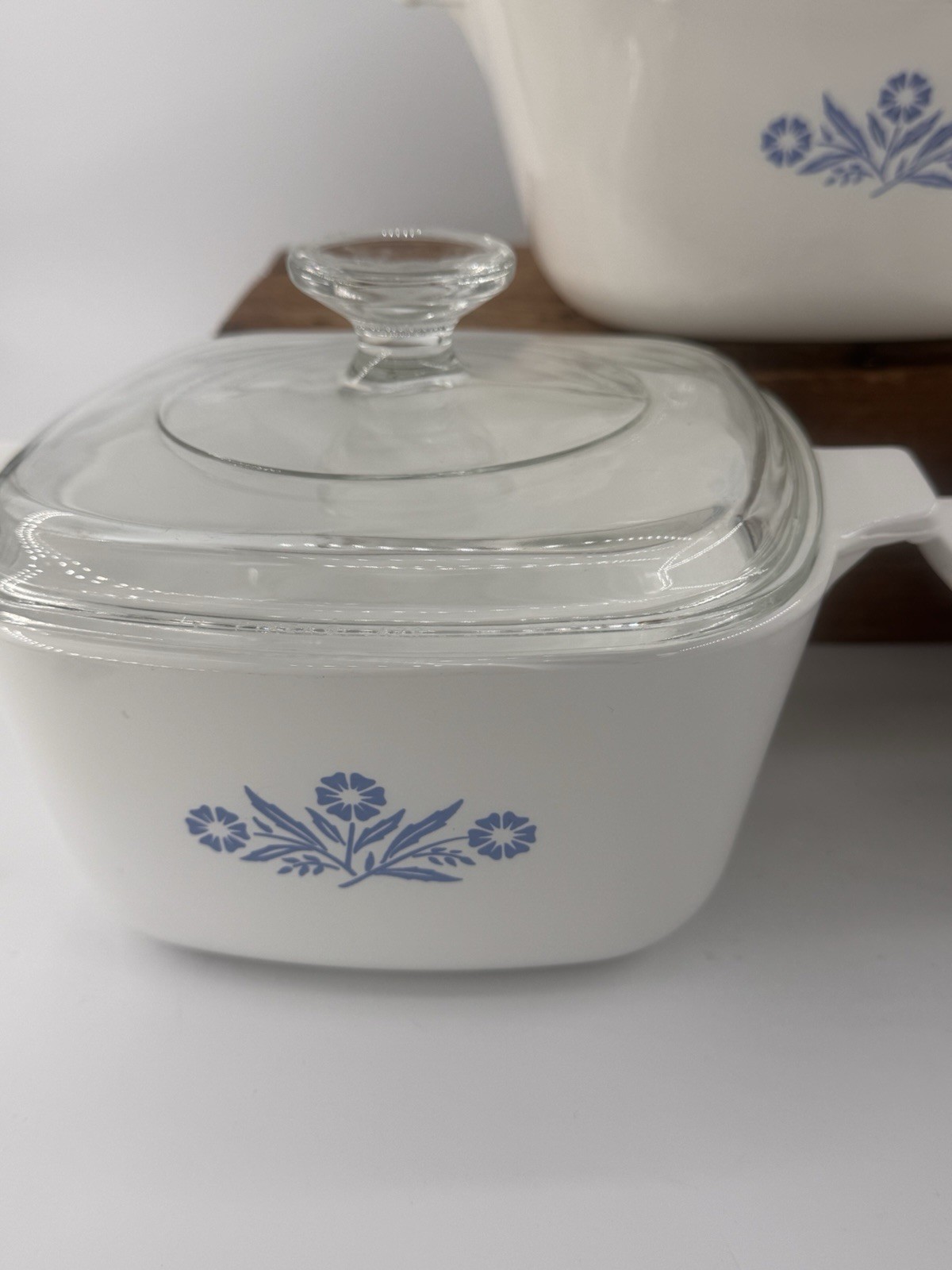 3 VTG Corning Ware Blue Cornflower Casserole Dishes with Lids Bakeware Kitchen