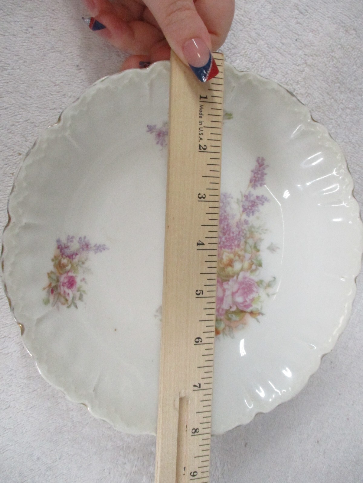 Victorian Austrian Salad Plate Floral Gold Trim Ceramic 8″ Diameter Vintage