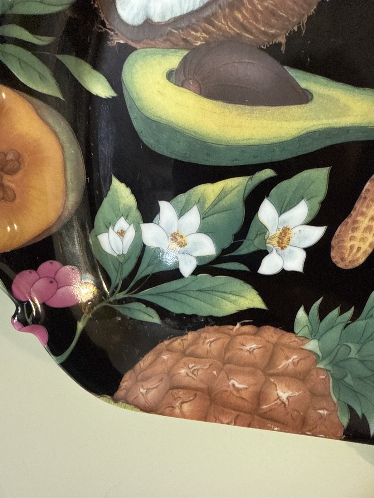 Rare Vintage Philippe Deshoulieres Limoges Tropical Fruits Porcelain Tray 16”