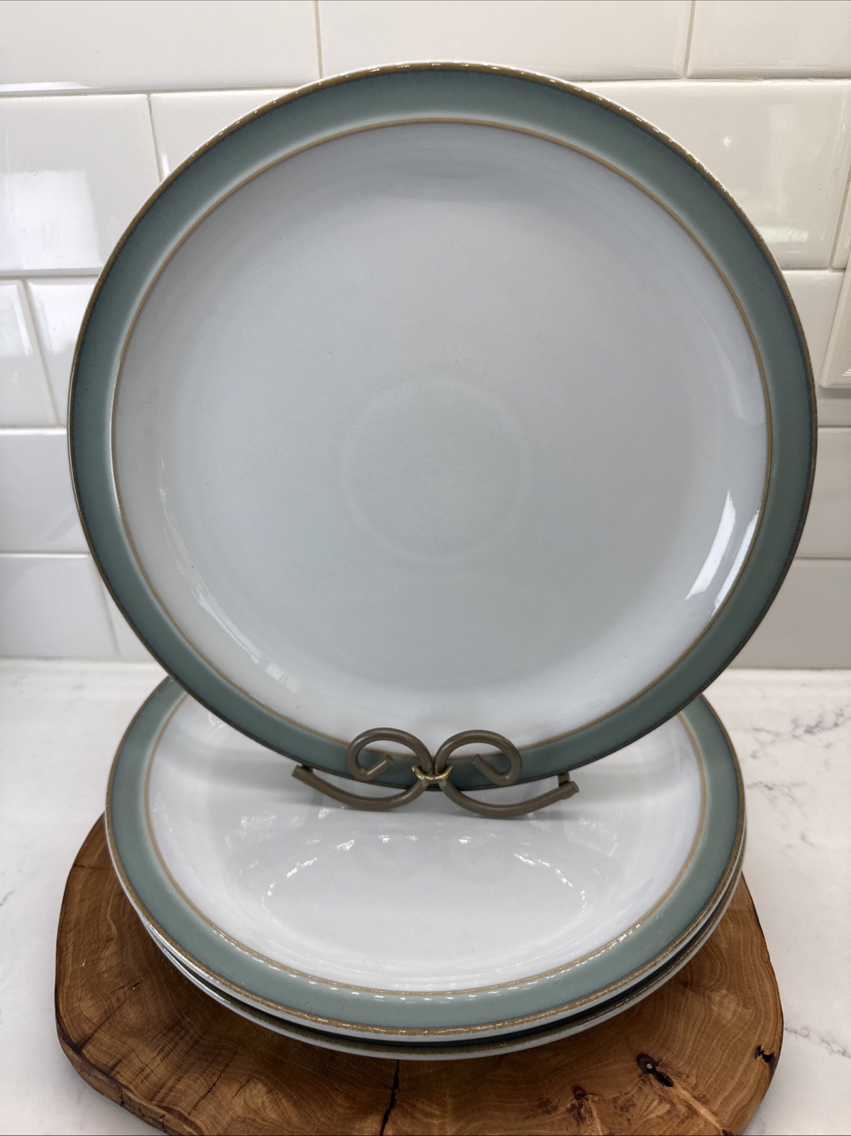 4-Denby England Regency Green 10 3/8″ Dinner Plates