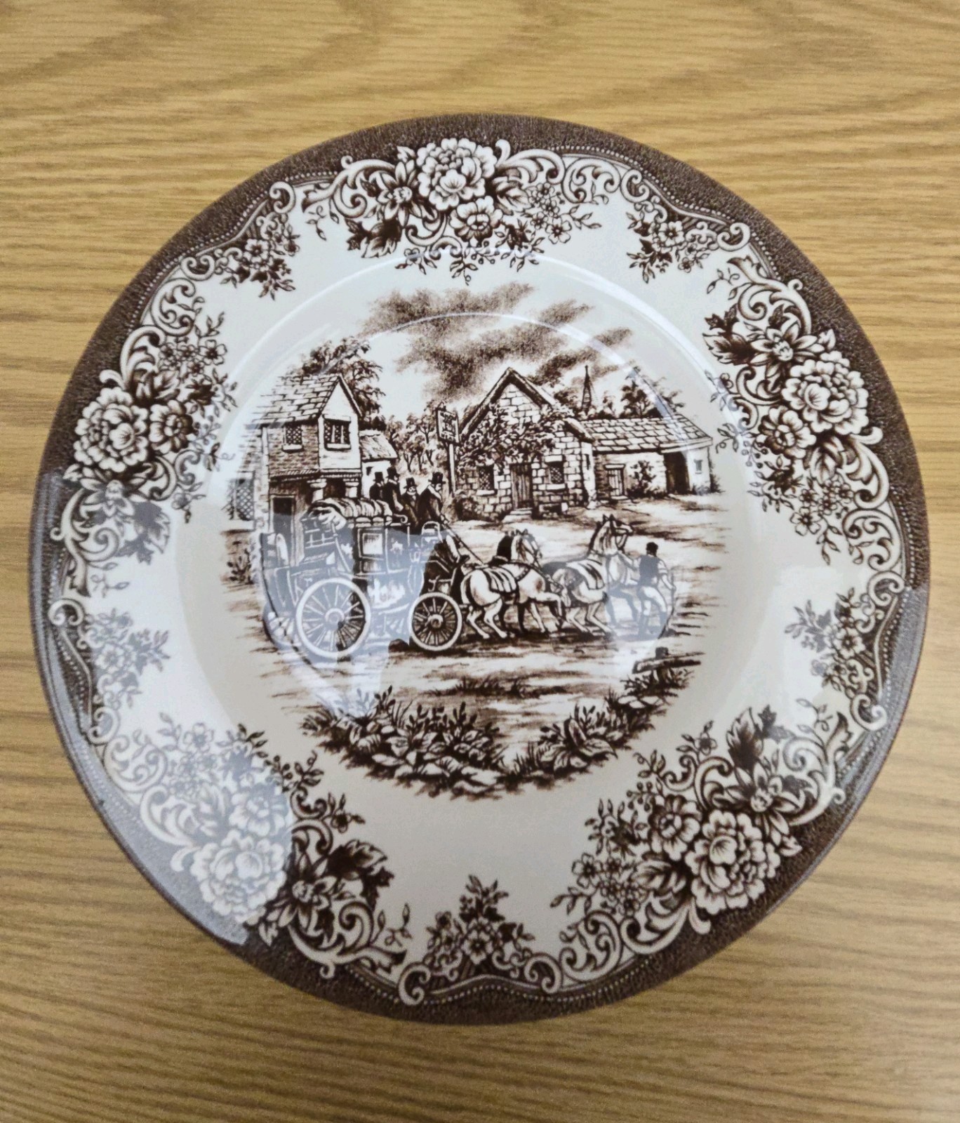 Vtg. Royal Stafford Earthenware Brown Transfereware Plate 8.5″