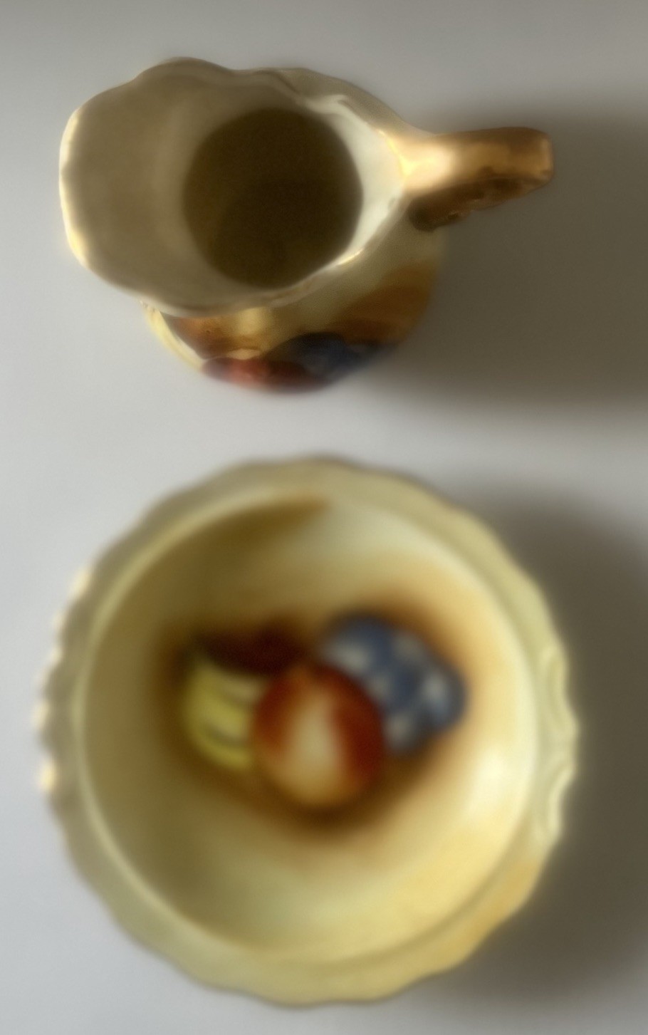 Vintage Fairway Japan Miniature Creamer and Saucer Fruit Pattern SALE!