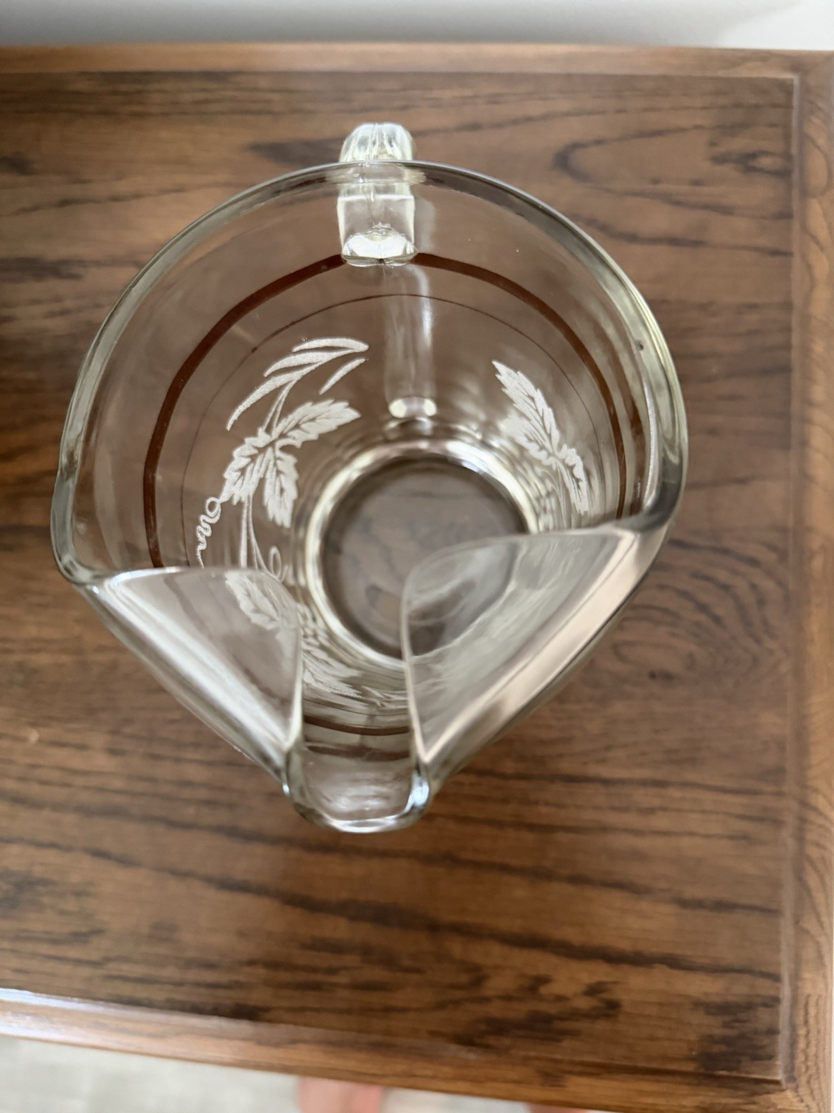 Vintage Bartlet and Collin’s Frosted Grapevine Pattern Pitcher, Gold Trim