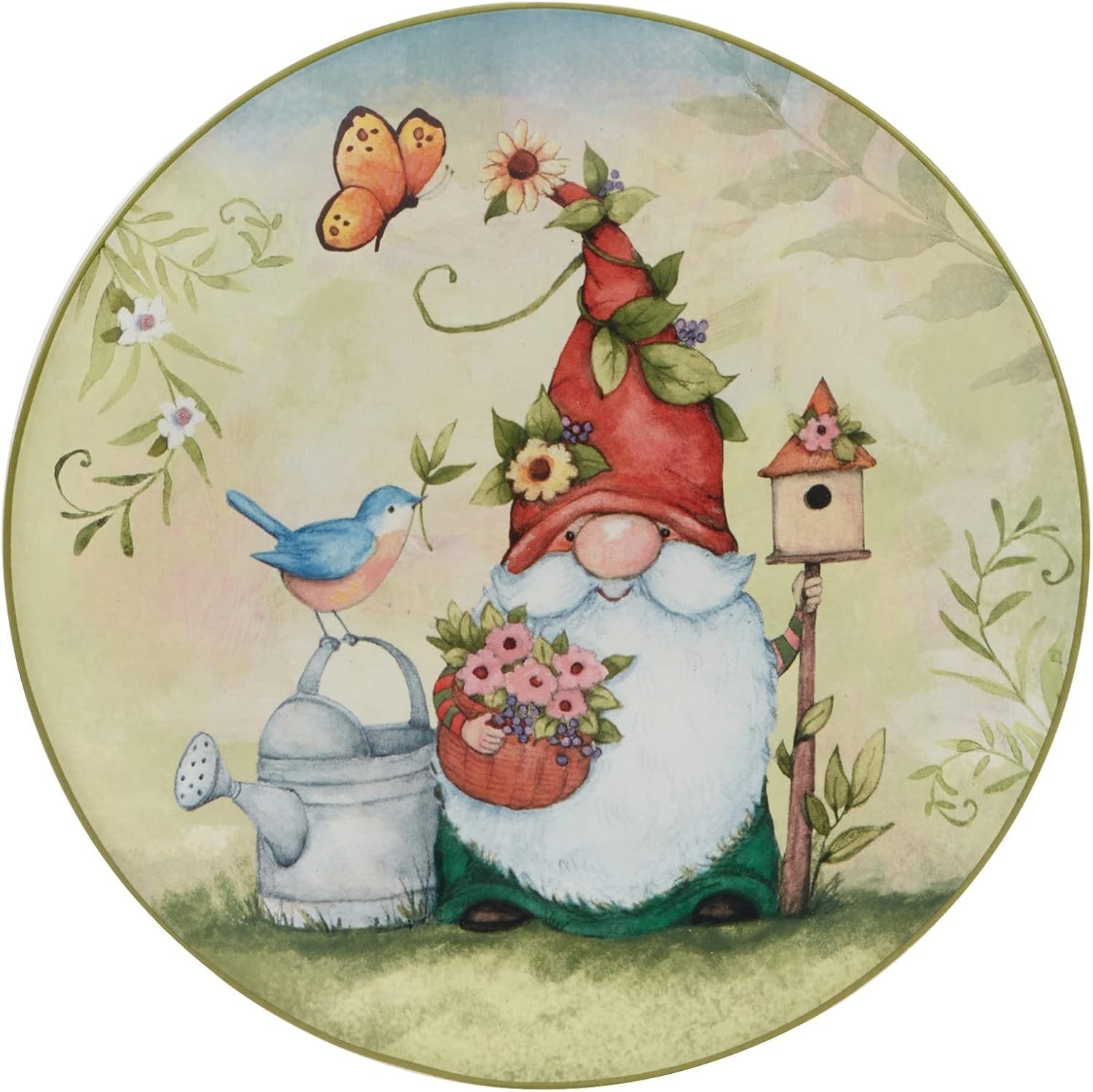Garden Gnomes 9″ Salad/Dessert Plates, Multicolor, Mediu