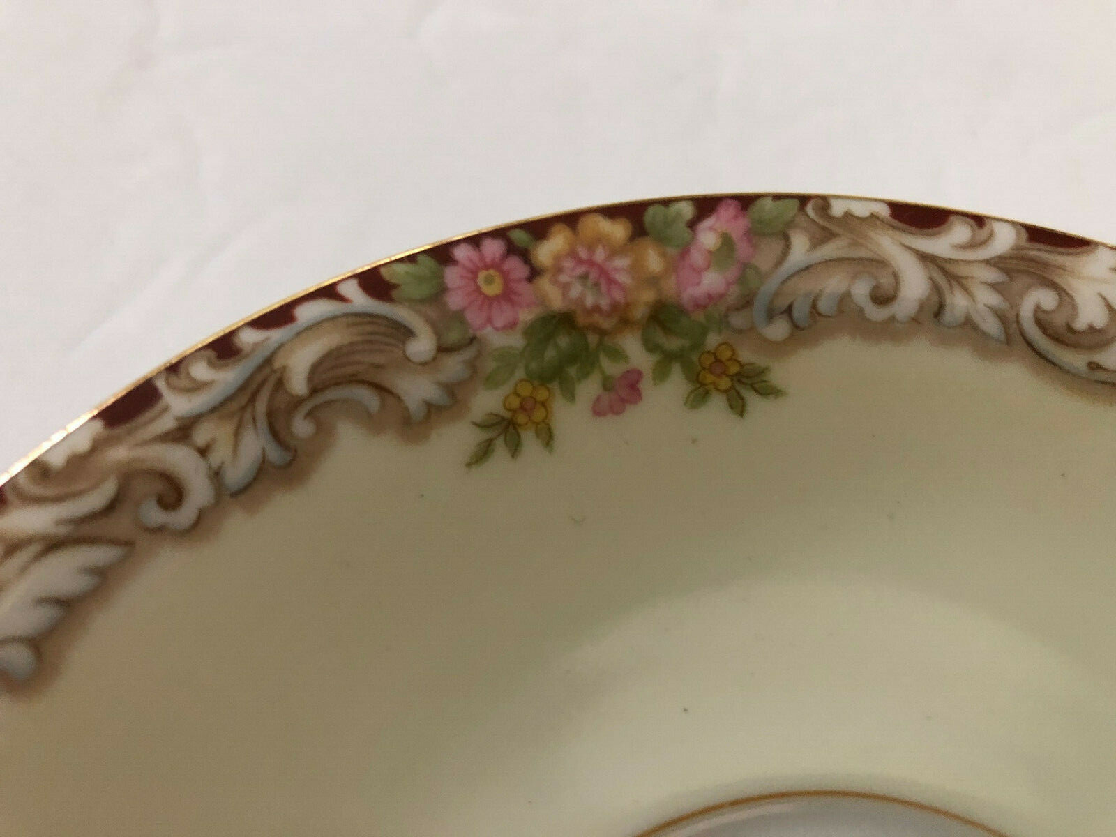 Noritake China Harmony 3906 Gold Trim, Red Brown Floral Border – TEA CUP SAUCER