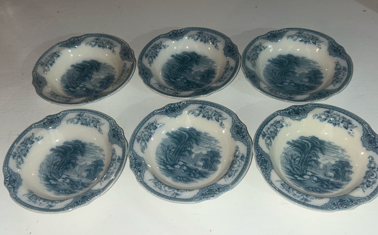 Sandown, The Blue by J & G MEAKIN Bowl England Antique 5 1/4 Set Of 6