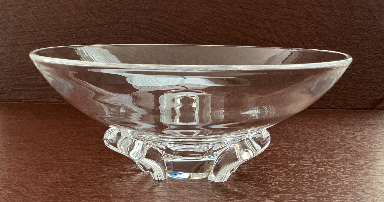 STEUBEN ~ FLORET 7 7/8” CRYSTAL FOOTED BOWL ~ DONALD POLLARD DESIGN ~ CA. 1950’S