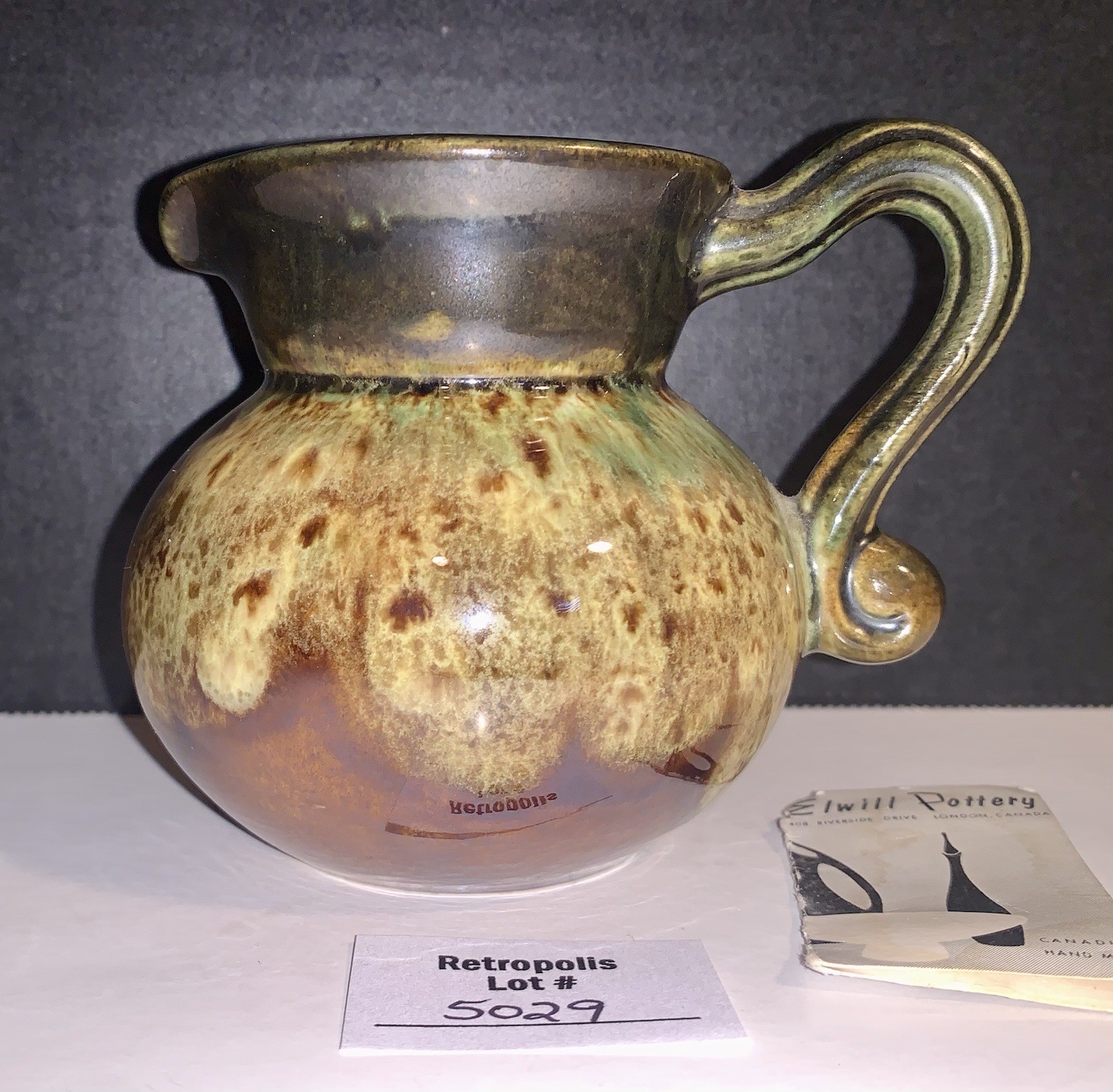 Drip Glaze Pottery CREAMER Pitcher Vintage Elwill