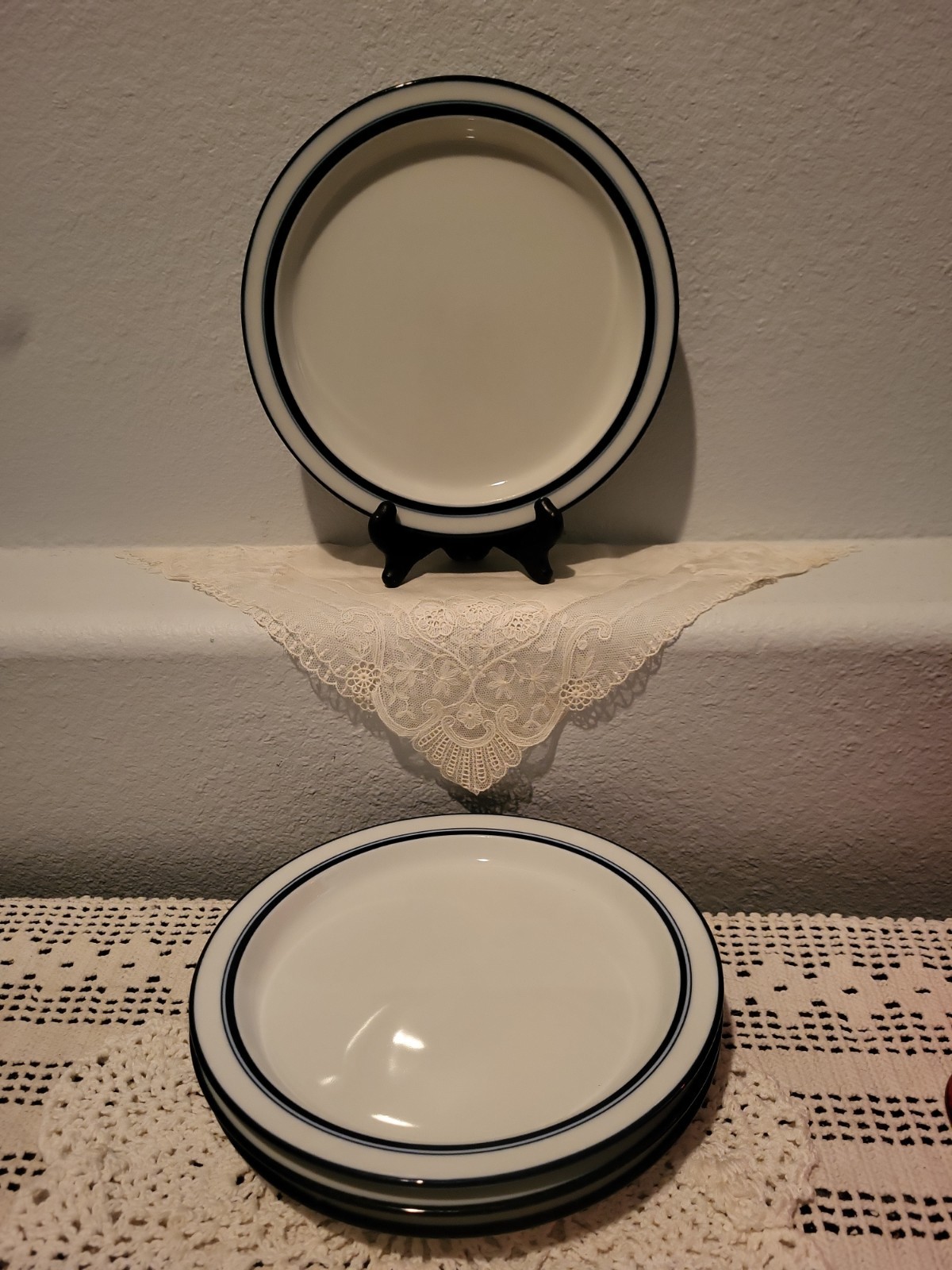 Dansk Christianshaven Blue Bistro Salad Dessert Plates Set of 4 Japan 8 3/4″