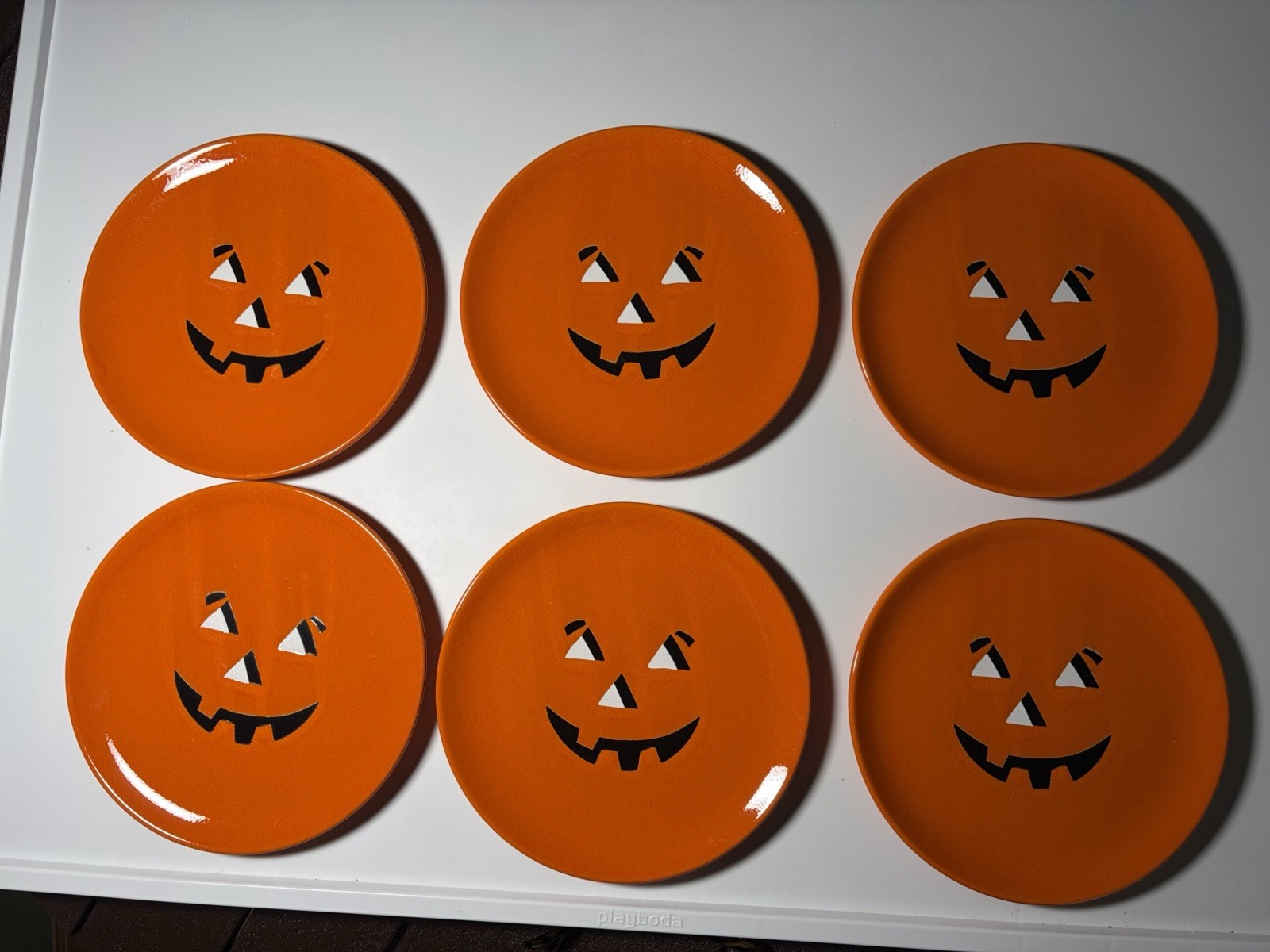 Set Of 6 Salad Plates Halloween Pumpkin Face Waechtersbach Germany 8 1/2” +Extra