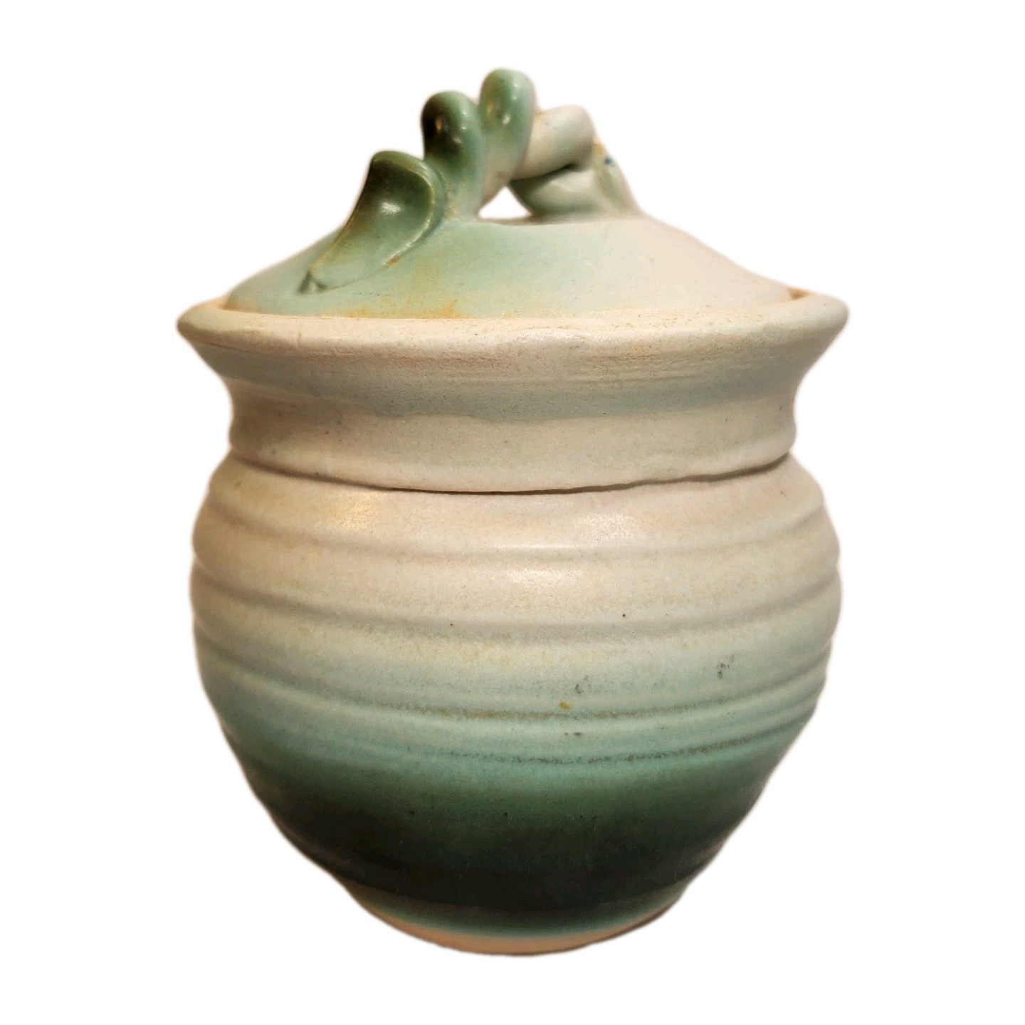 Handmade Studio Art Ceramic Stoneware Canister 3″ Signed Farmhouse Cottage Core