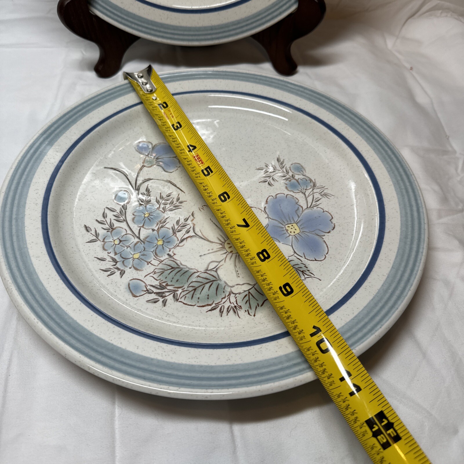 VTG Mount Clemens Pottery Dessert Plate Stoneware Fashion Blue Whisper Floral