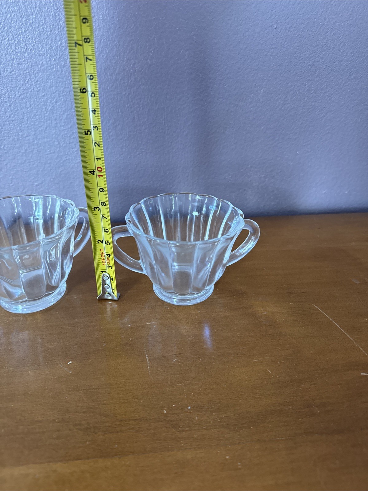 Vintage Clear Glass Ribbed Creamer & Sugar Bowl Set – Elegant Dining Decor