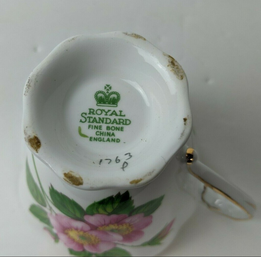 Vintage Royal Standard Bone China Footed Teacup & Saucer Pink Wild Rose