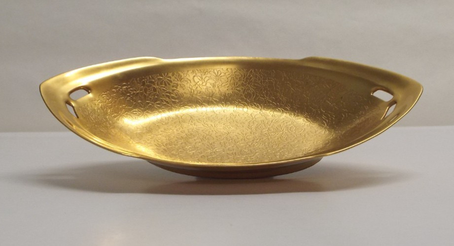 PICKARD Rose & Daisy Gold Porcelain Candy Dish – #437, 8″x4″, NO chips/cracks