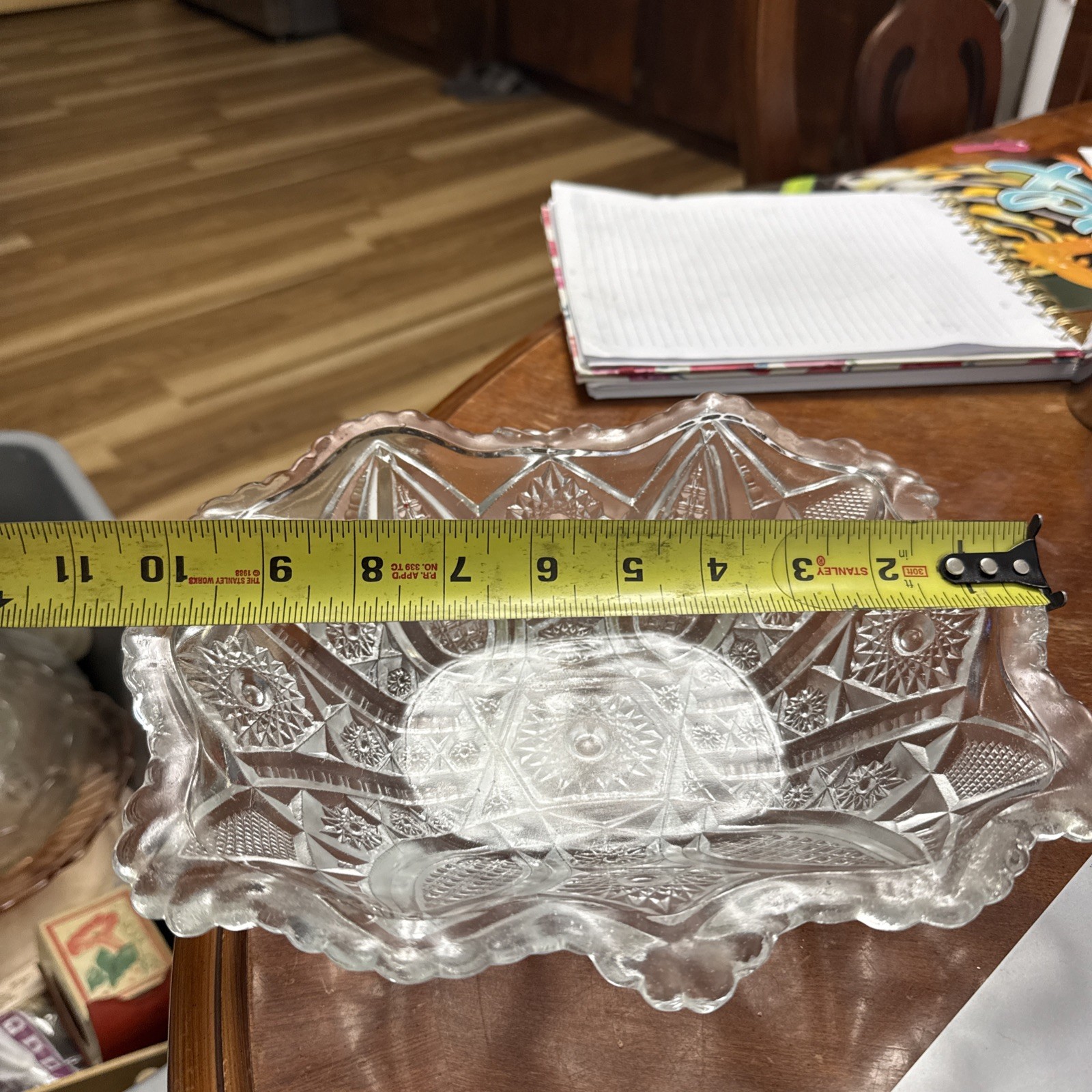 1905 EAPG Indiana Glass Fruit Bowl Paneled Diamonds Daisy and Finecut