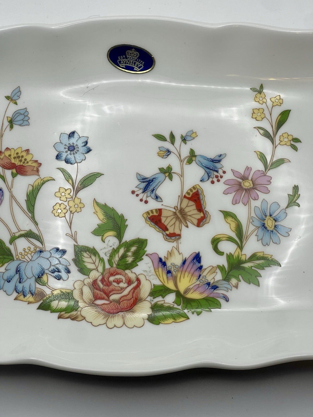 Aynsley “Cottage Garden” Rectangular Bone China Vintage Sandwich Tray 12.5”