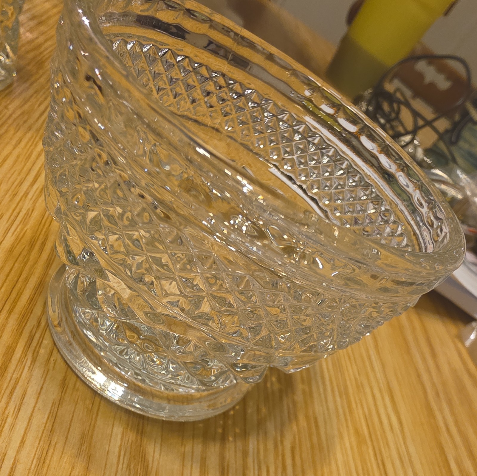 Anchor Hocking Wexford Clear Glass Sugar Bowl with Lid Vintage Diamond Pattern
