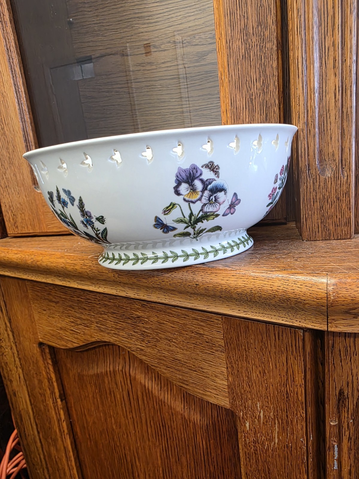 Portmeirion Botanic Garden Oval Pierced Rim Footed Ceramic Serving Bowl