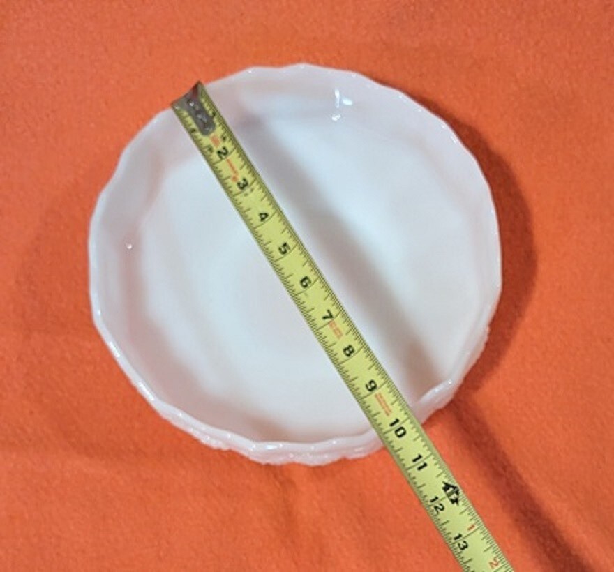 Vintage FIRE-KING Anchor Hocking White Milk Glass Pedestal Fruit Bowl Grapevines
