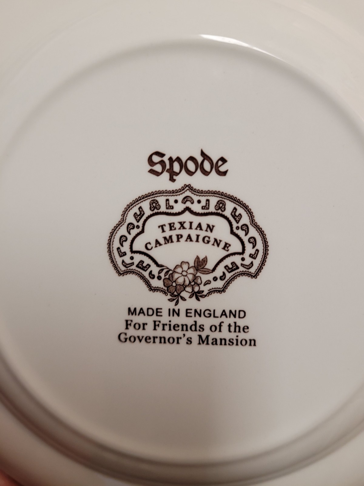 Vtg. Spode Texian Campaigne Plate Brown White Ceramic England Round 8in