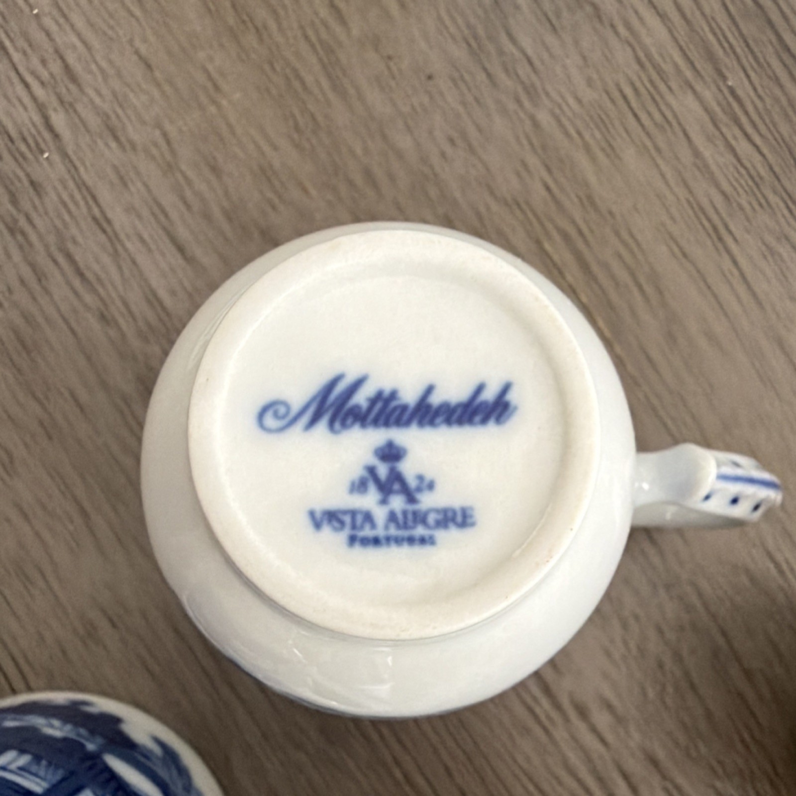Mottahedeh Vista Alegre Blue White Porcelain Tea Cup Blue and White Pottery