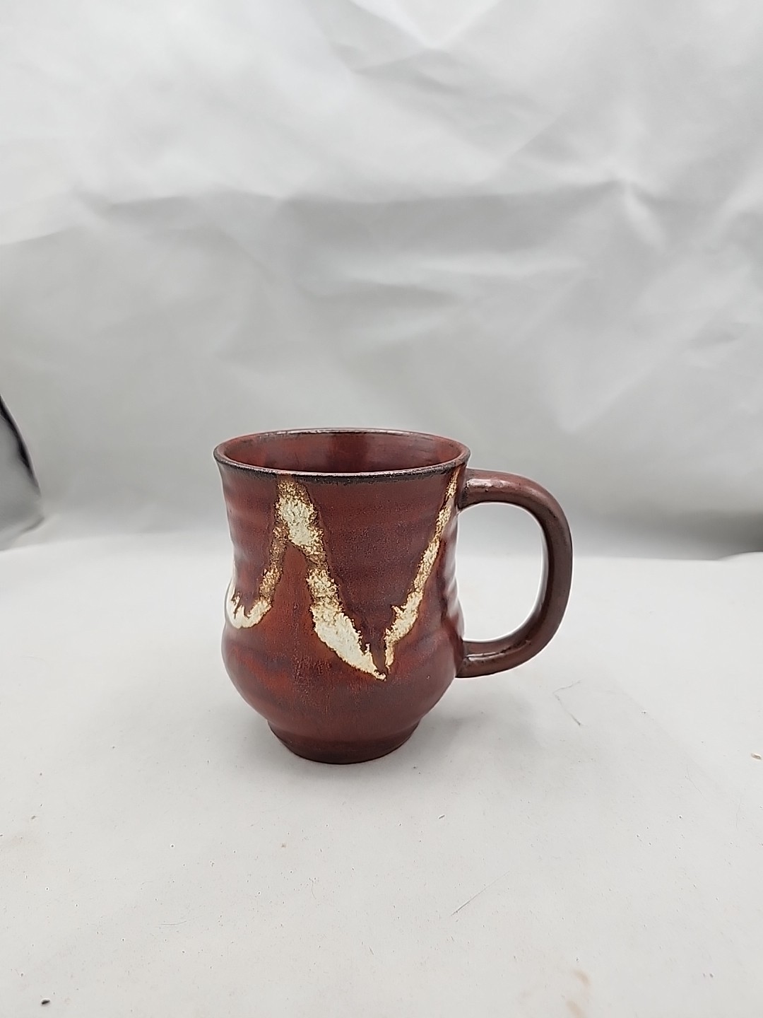 Studio Art Pottery Coffee Mug Red Drip Glaze Lava