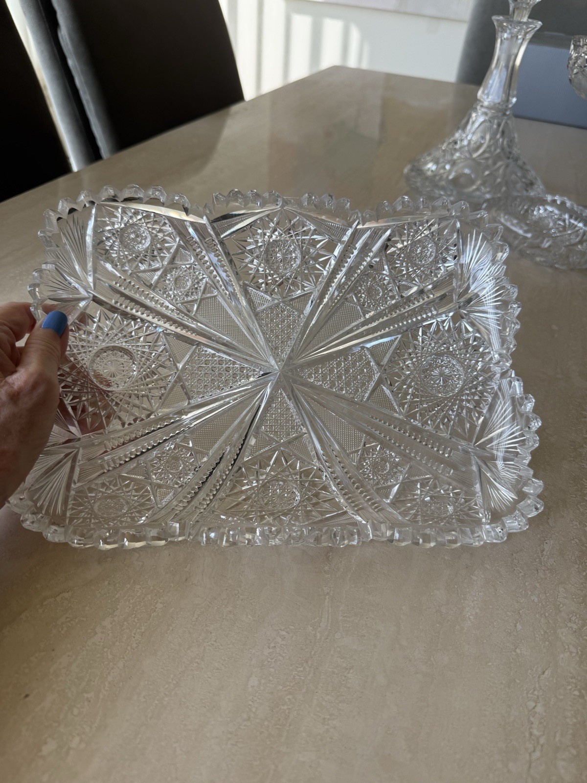 Antique American Brilliant Period (ABP) cut glass tray
