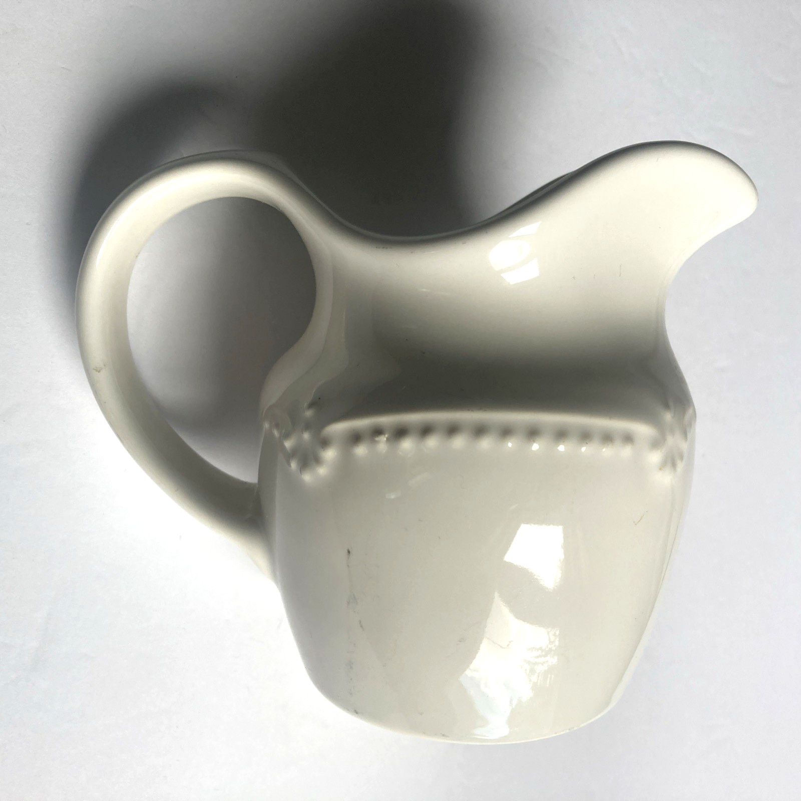 Pfaltzgraff Pearl Brocade Creamer 4.5″ White Embossed Stoneware 1994-1997 USA