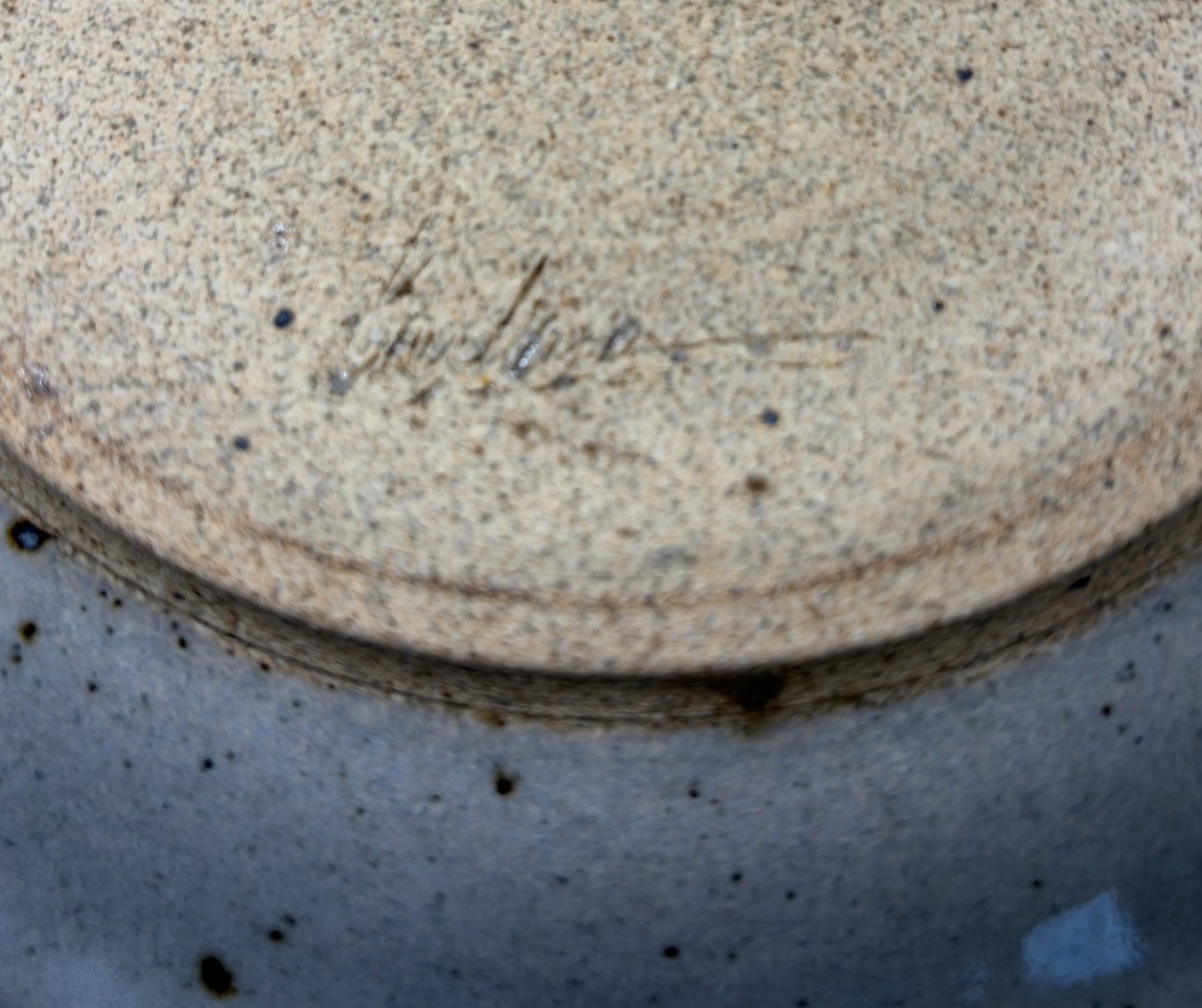 Signed Handmade Pottery 7.25″ PLATES Botanical Floral Rustic Speckled Stoneware