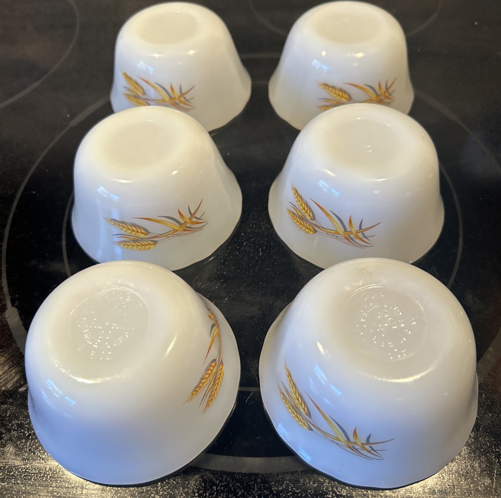 VTG Custard Cups Ramekins Anchor Hocking Fire King wheat Milk glass (6)