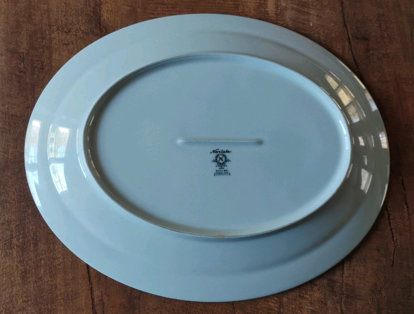 Noritake Fidelity Serving Platter Blue White Flowers Platinum Trim 13.75″