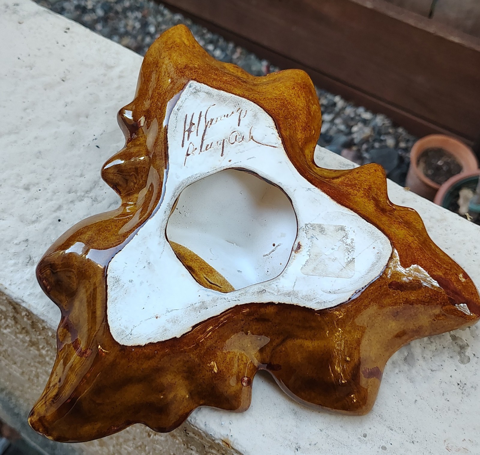 Vintage Hot Springs Pottery Drip-Glaze Leaf Dish Trinket Bowl