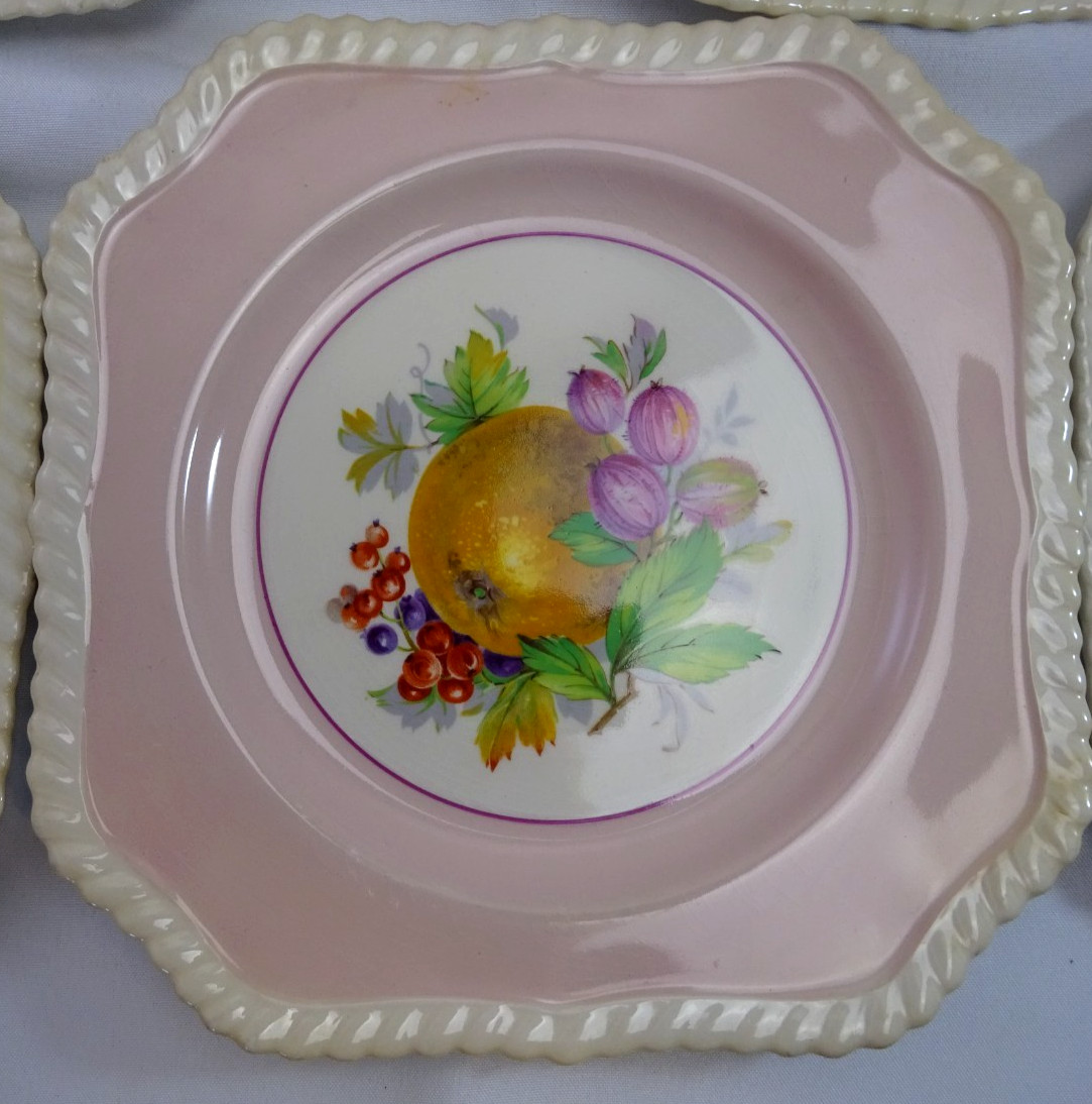5 VINTAGE JOHNSON BROS SQUARE LUNCHEON PLATES 7.25″ CALIFORNIA COLORS PASTEL DM
