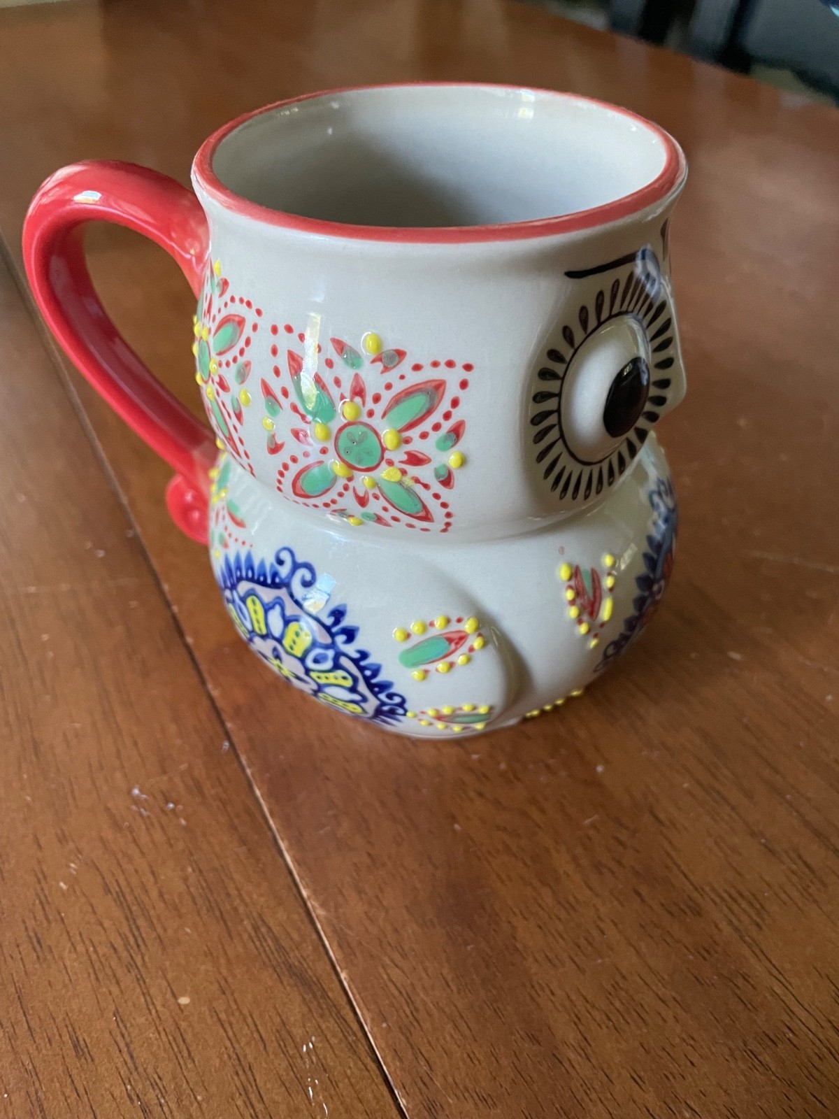 Yokohama Studio Miyabi Owl Mug Hand Painted Ceramic 3D Coffee Tea Cup Japan