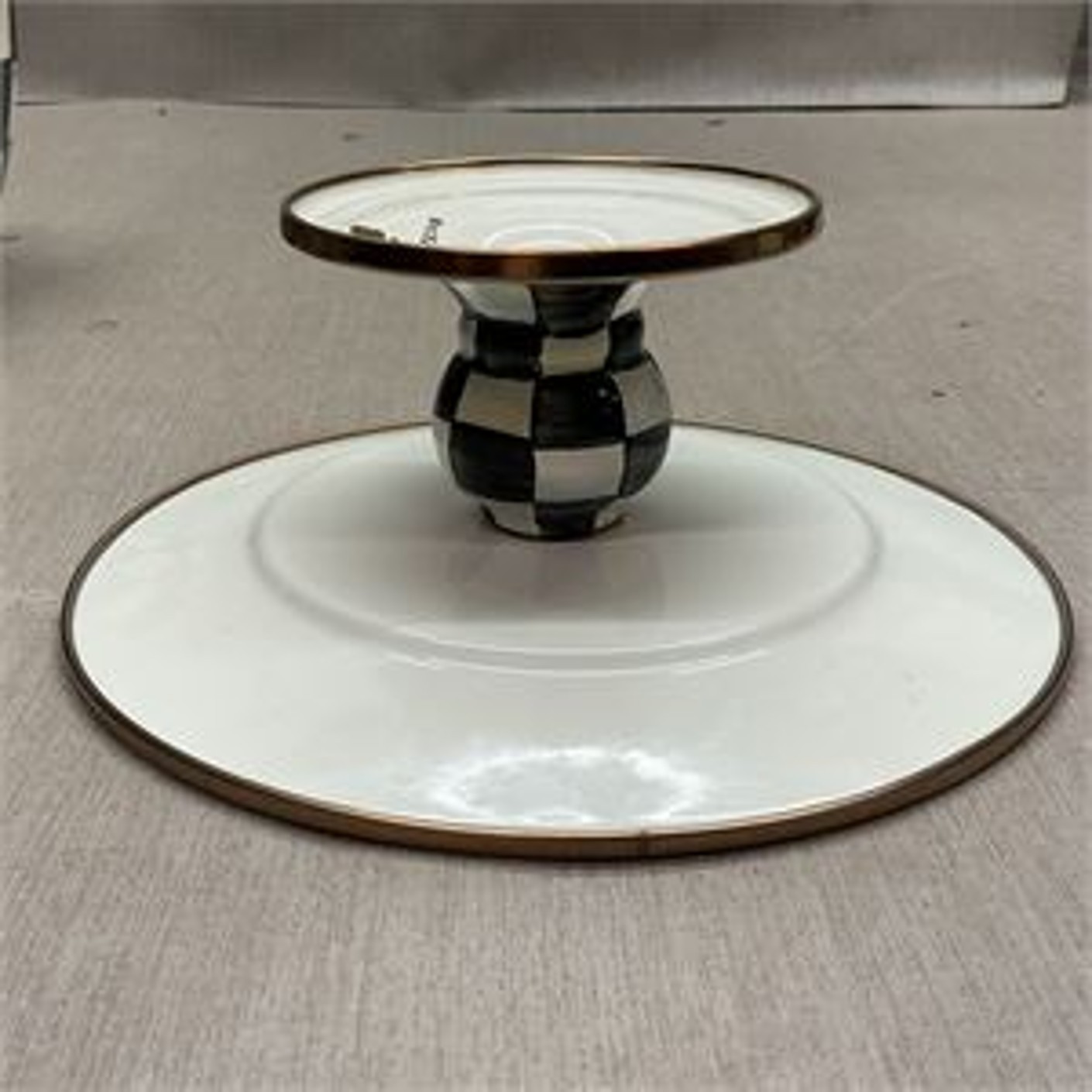 MacKenzie-Childs Courtly Check Mini Pedestal Platter