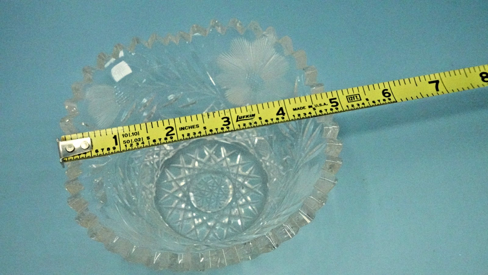 Antique American brilliant Period Cut Glass Mayonnaise Bowl w/ Under Plate