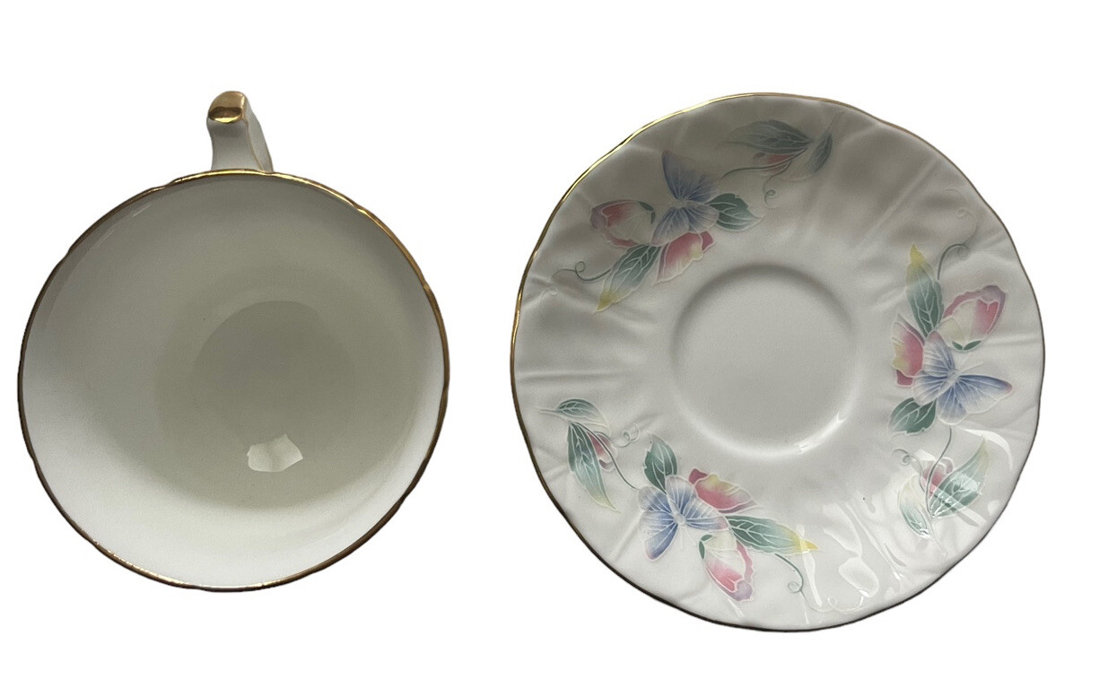 Vintage Aynsley English Fine Bone China Tea Cup and Saucer Irys /Gold Trim