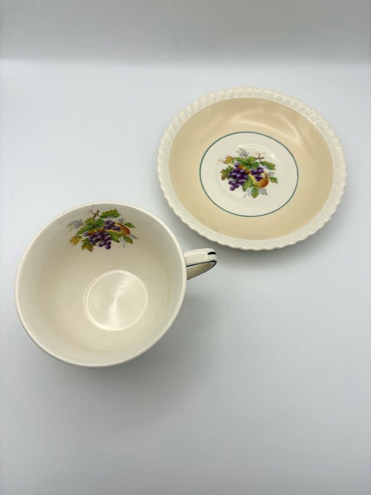 Vintage Johnson Brothers California Teacup & Saucers — Orange
