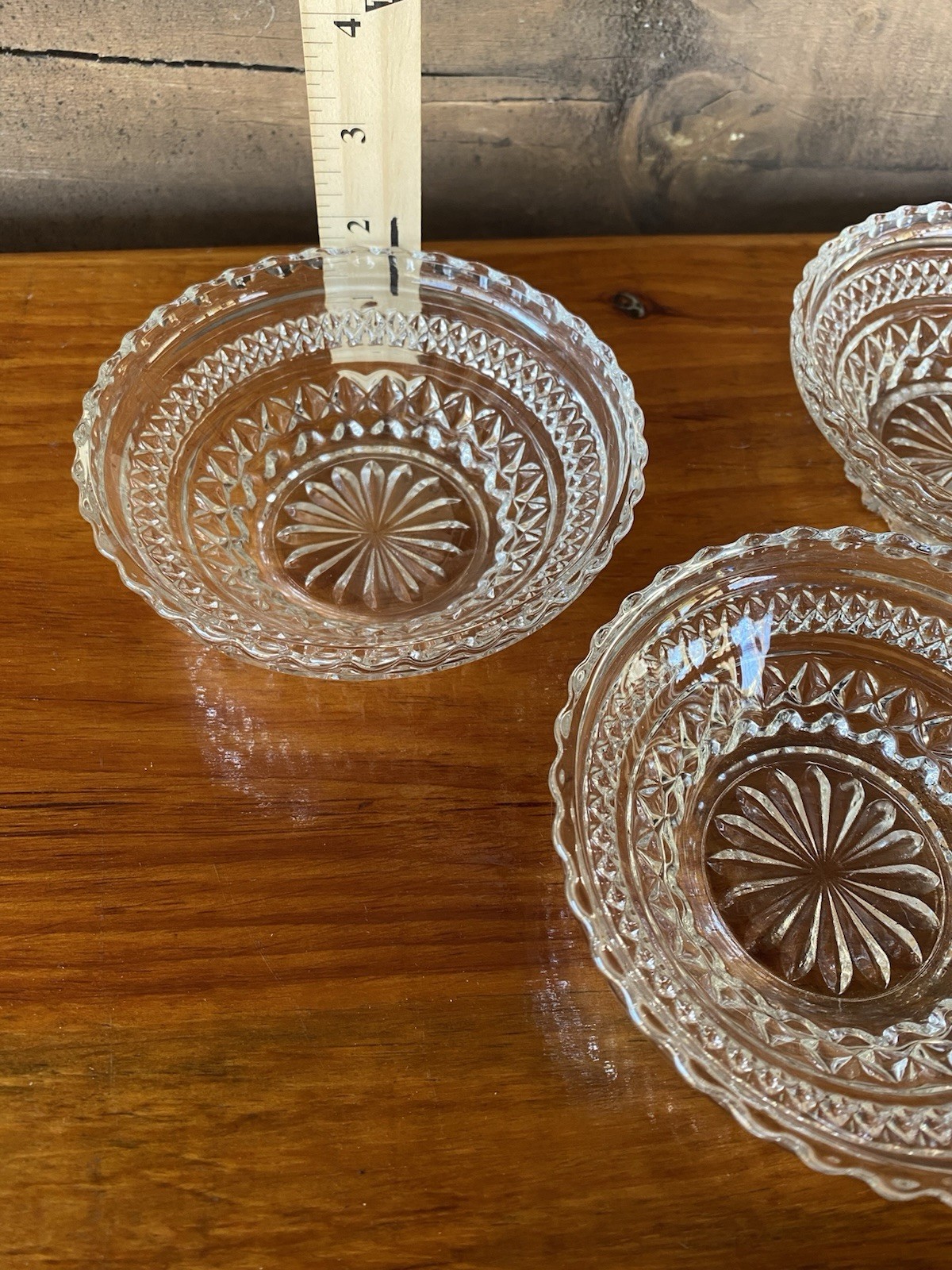 3 Anchor Hocking Wexford Bowls Dessert Berry Diamond Pattern Vintage