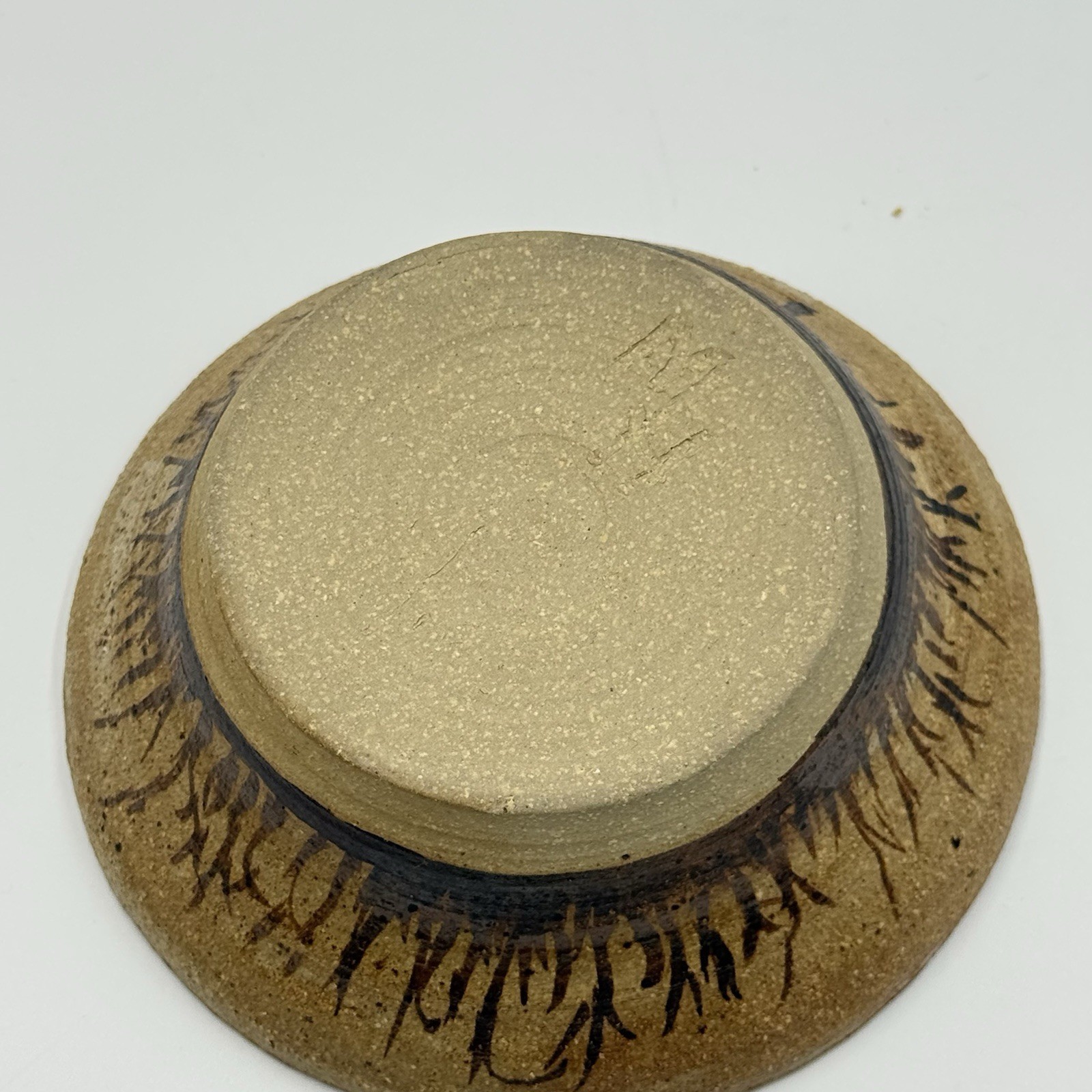 Studio Art Pottery Marc Hansen Stoneware Vintage MCM 5” Bowl Painted Grass