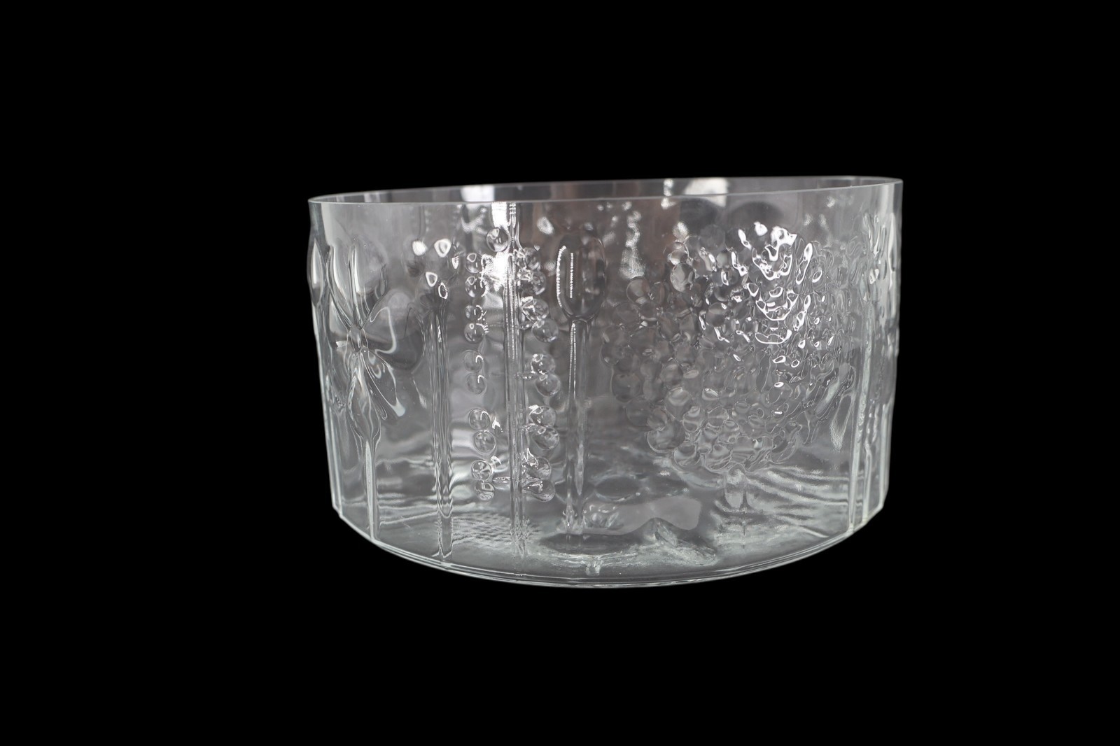Oiva Toikka Flora Clear Glass Bowl for Iittala Nuutajärvi Finland 1960’s 7.5″