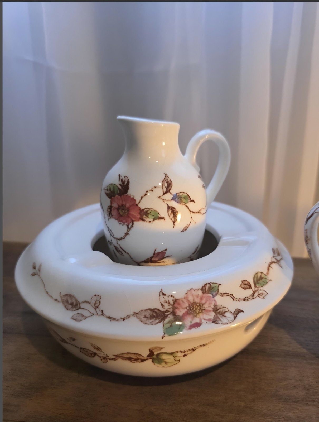 Nascor “Springtime” Ceramic Table Set – 9 Pieces – Pink Rose and Wildflower