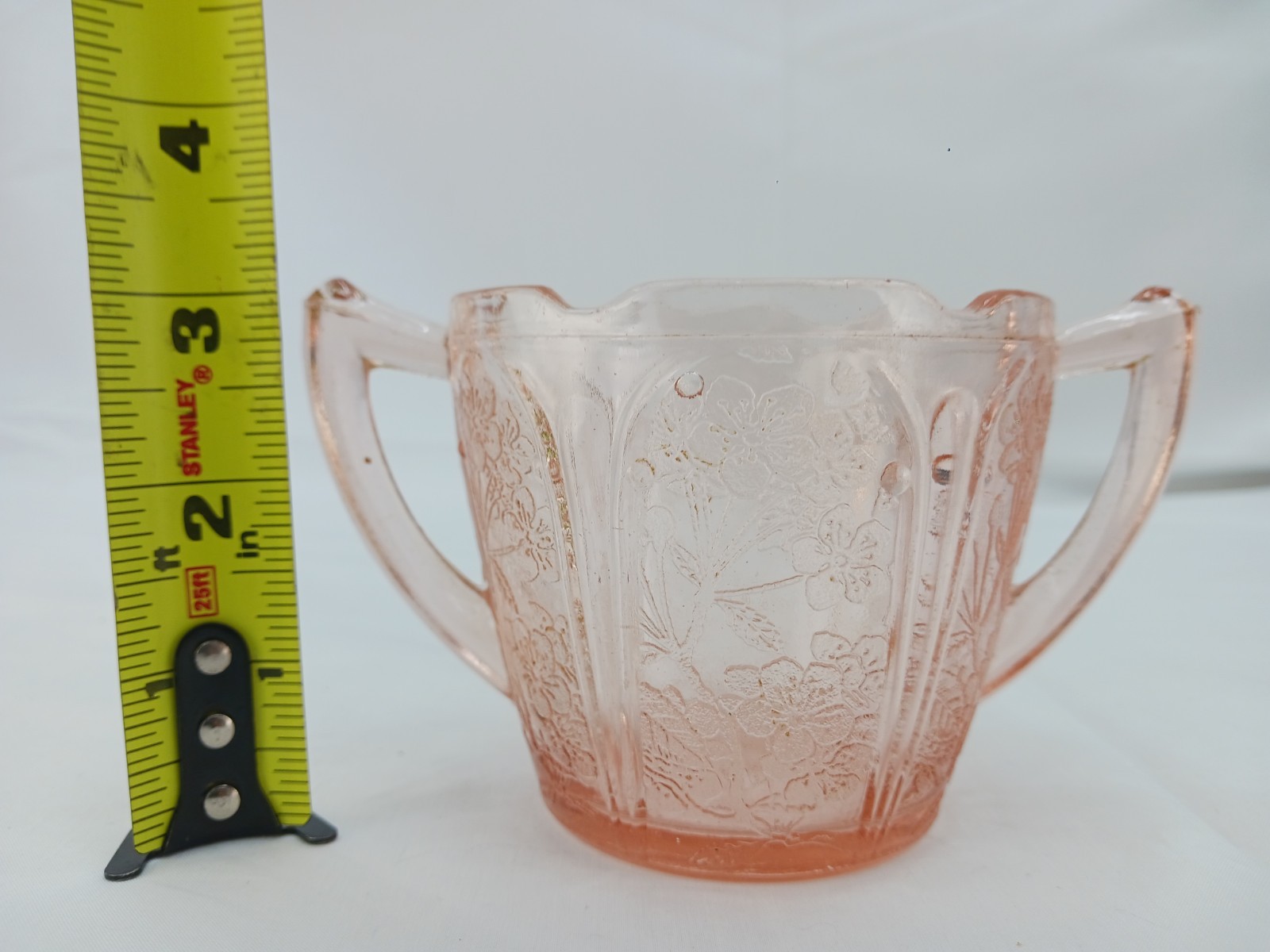 Jeannette Cherry Blossom Pink Depression Glass Sugar Dish Excellent Condition