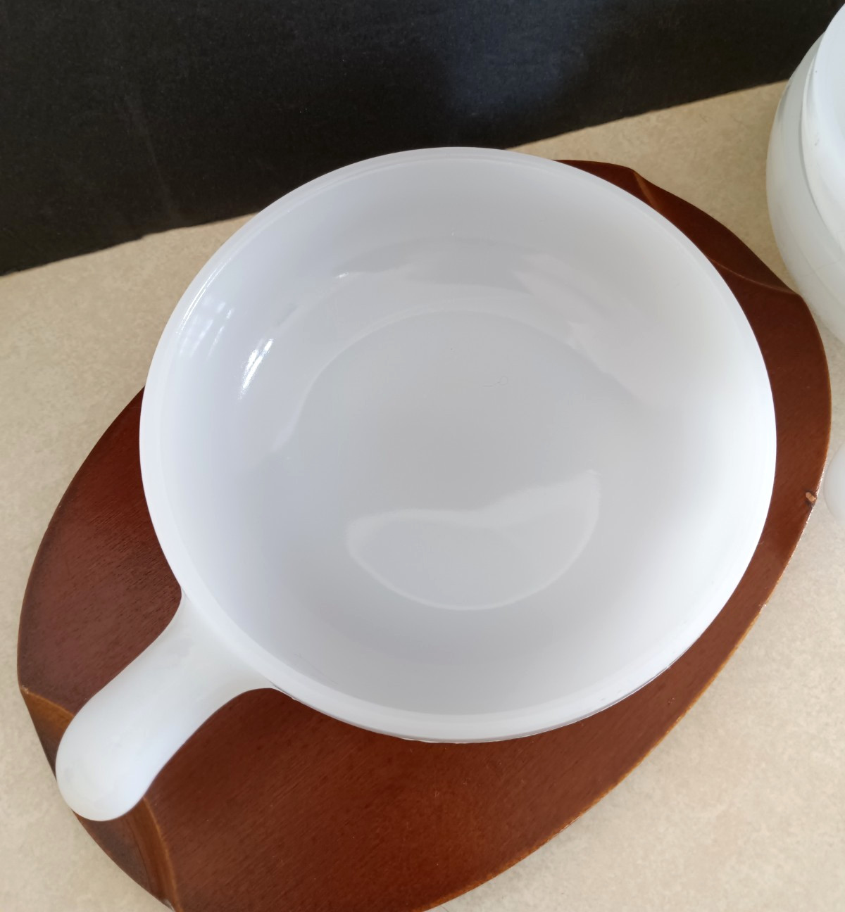Vintage Glasbake Soup Bowls White Milk Glass Handled Crocks 5” USA Set of 3