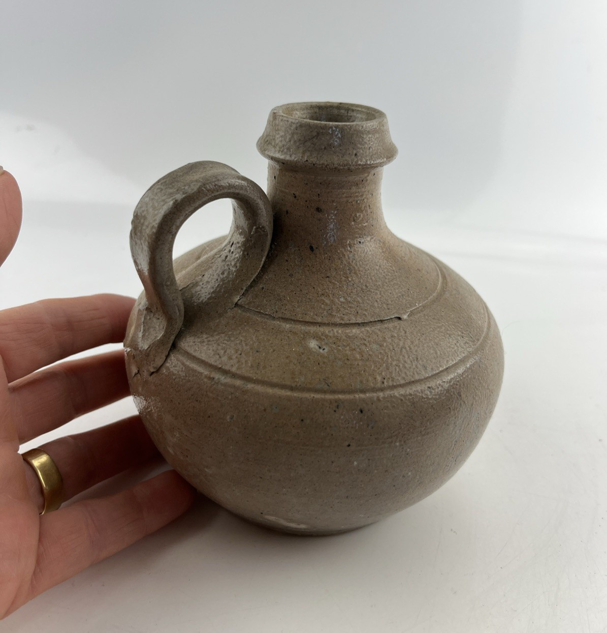 Jugtown Ware Squat Syrup Jug 4 1/2″Tall Stoneware Vintage Antique Primitive