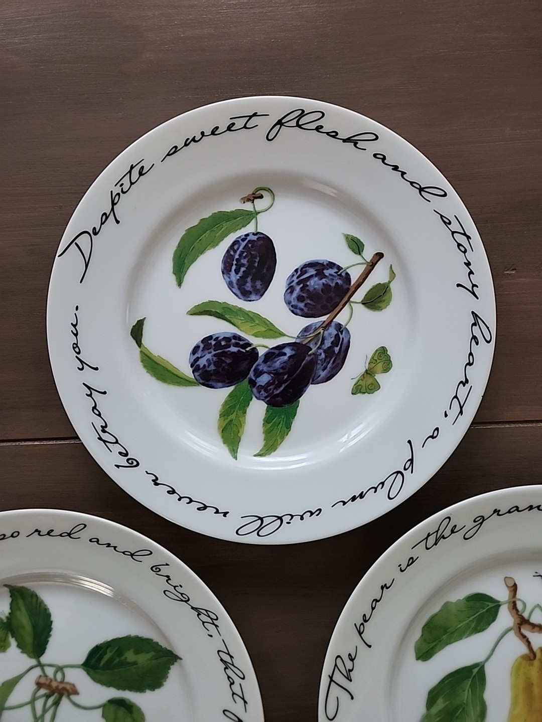 Williams Sonoma ORCHARD SUITE Salad Plates 7.75” Plum Pear Cherry Set Of 3