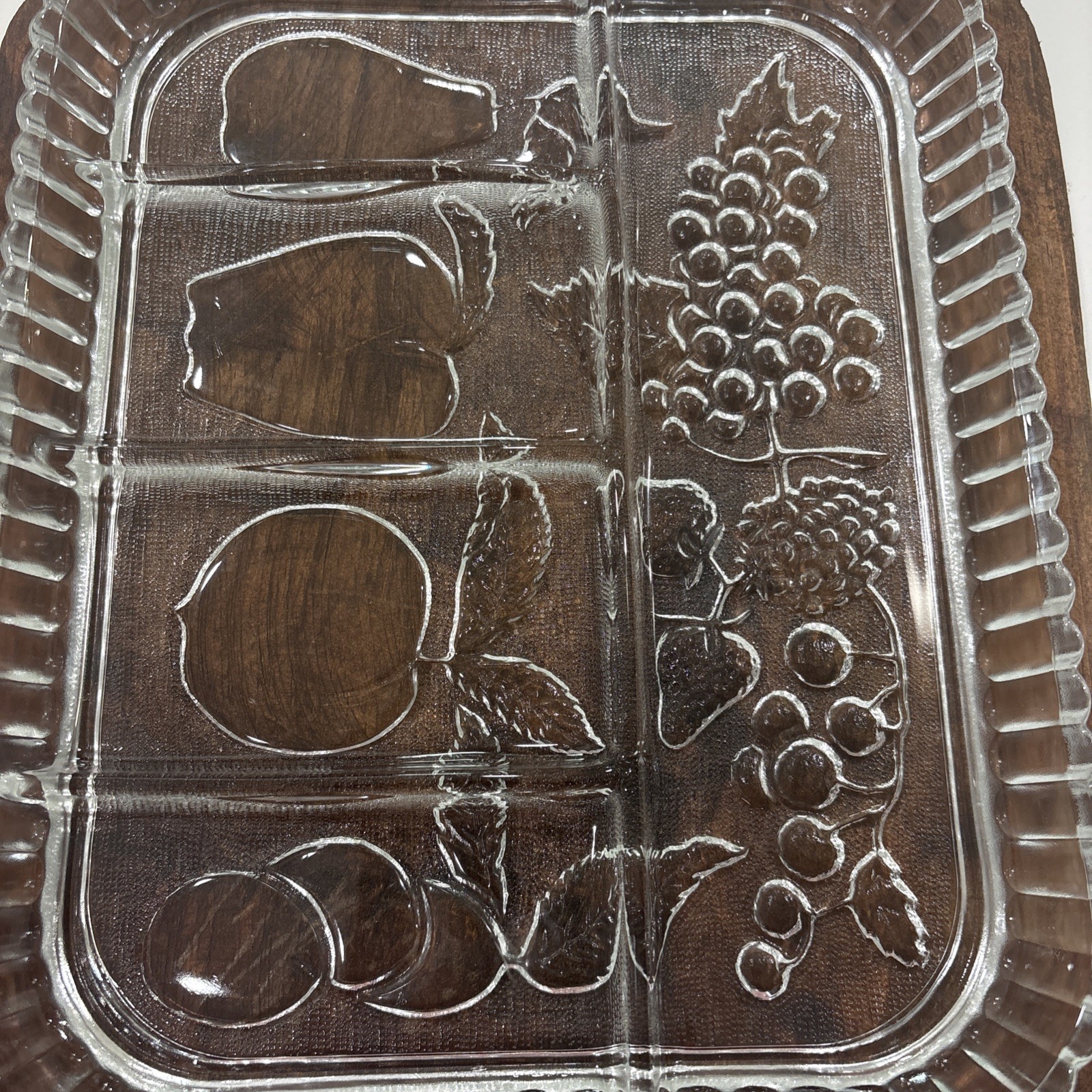 Vintage Indiana Glass Divided 5 Part Serving Relish Tray Platter Dish Fruit…EX
